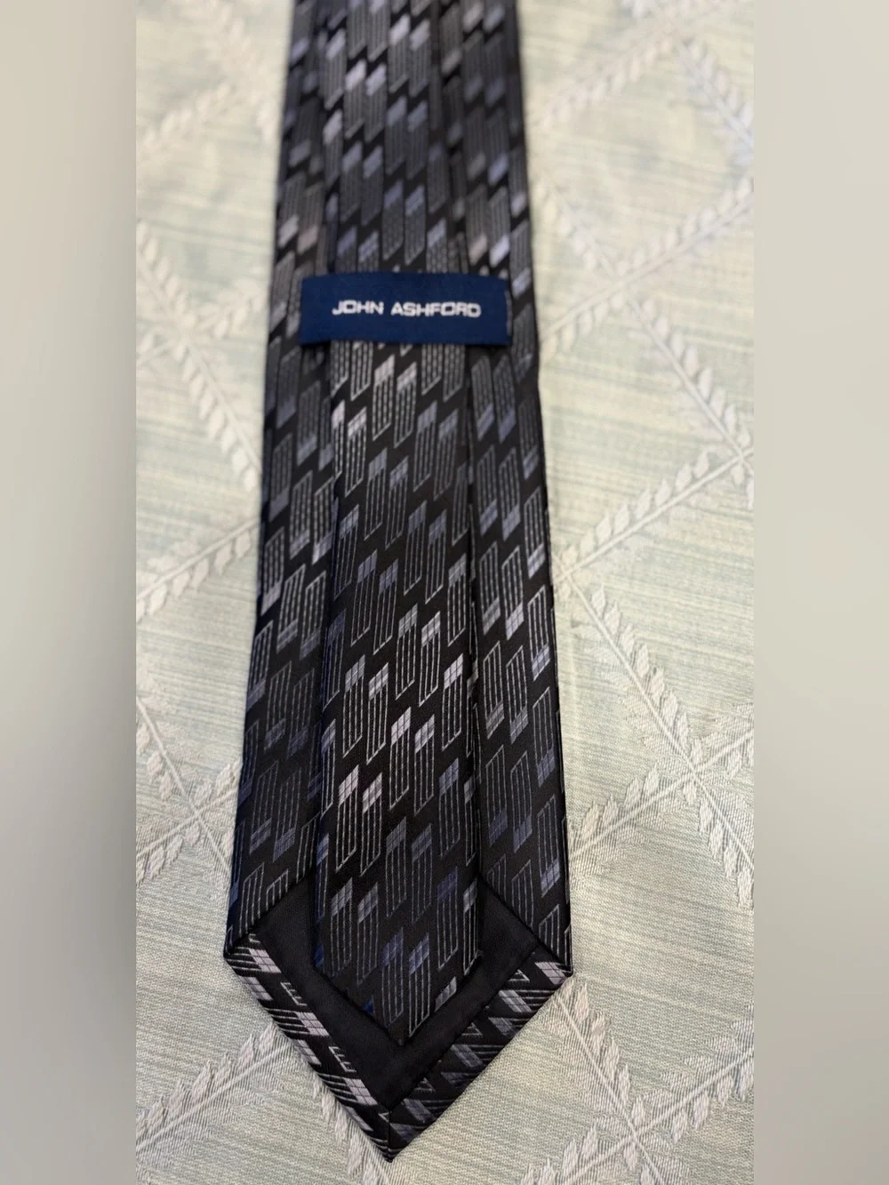 John Ashford Black and Gray Diagonal Geometric Tie